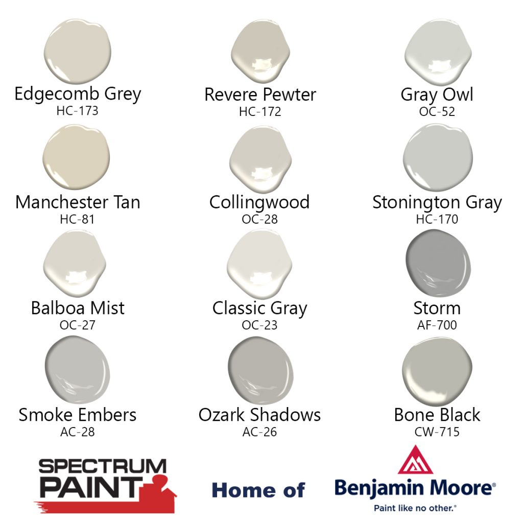 Spectrum Paint Benjamin Moore Top 12 Neutrals